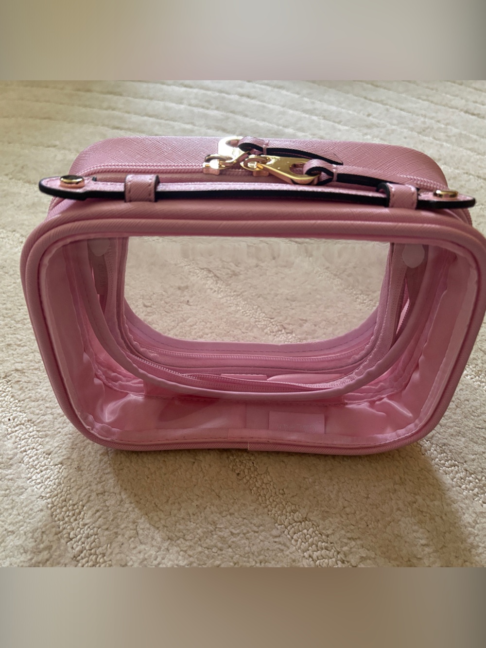 Calpak Pink Clear Cosmetic Travel Bag